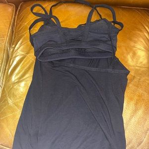 Athleta black tank top with attached sports bra